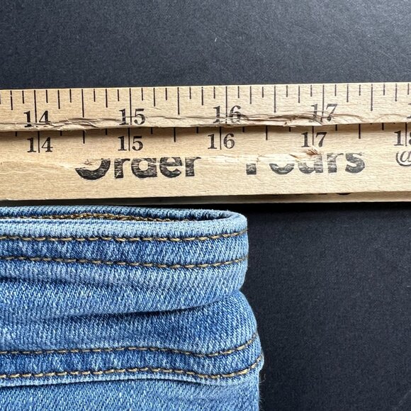 Zara Jean Women 32x27* High Rise Wide Leg Blue Faded Raw Bottom Hem Denim Tag 12 - Picture 16 of 16